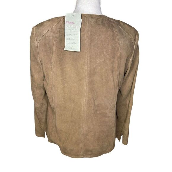 TALBOTS 100% Leather Suede $349 Lightweight Brown 1 Button Jacket 14P NWT - Picture 3 of 4